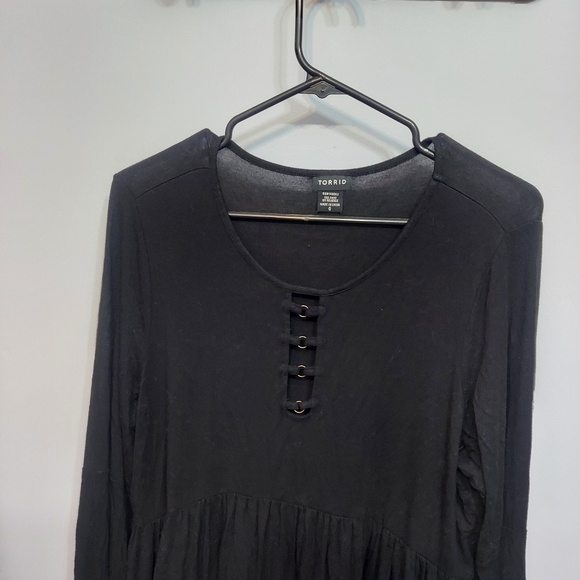Torrid Women’s Super Soft Crew Neck O-Ring Babydoll Tunic Top Size 0 - Picture 2 of 7